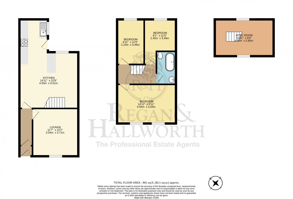 Floorplan for Newman Avenue, Springfield, WN6 7RE