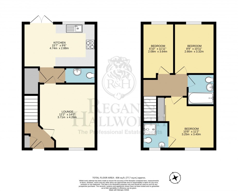 Floorplan for Bakersfield, Aspull, WN2 1BU