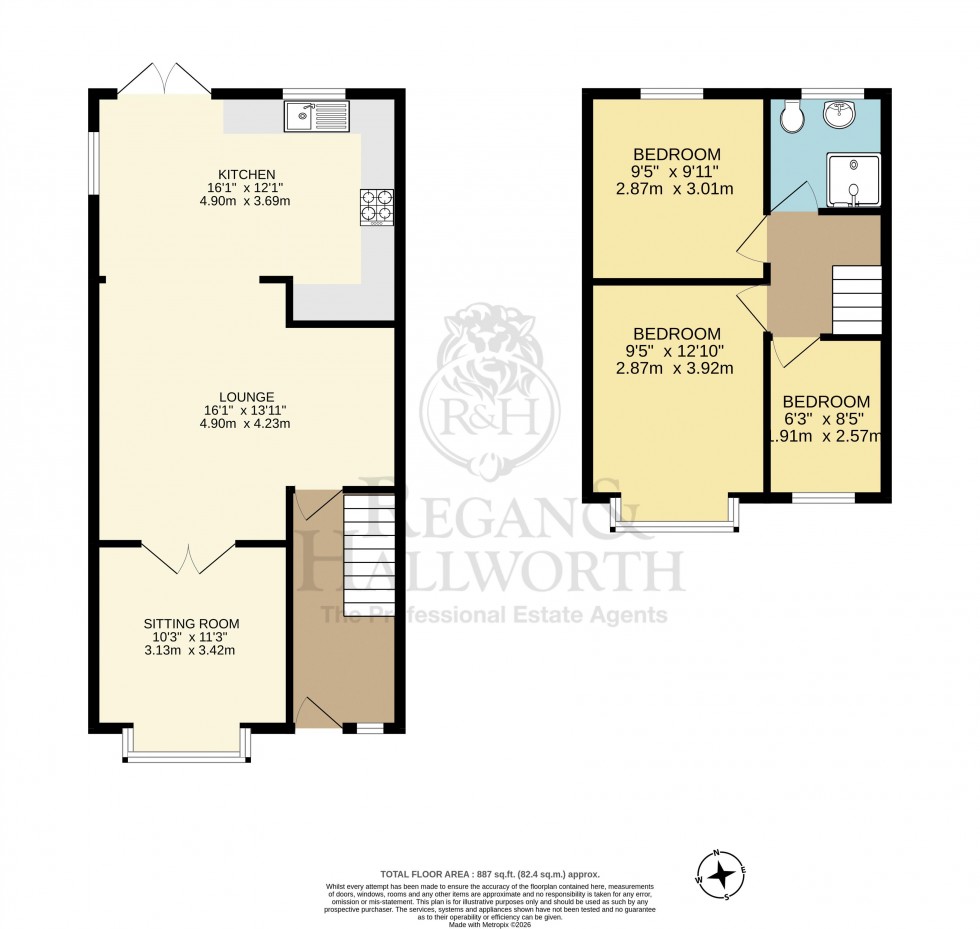 Floorplan for Lessingham Avenue, Swinley, WN1 2HU