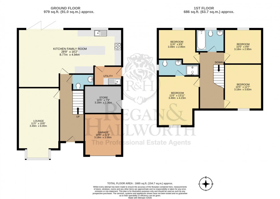 Floorplan for Slater Crescent, Upholland, WN8 0BW